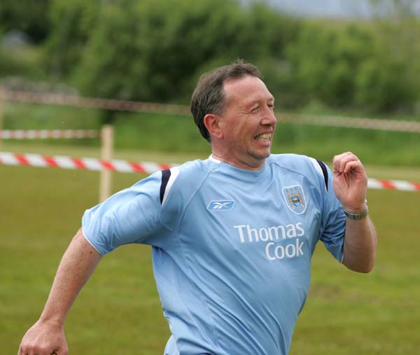 Michael Brophy, Mayo Community Games PRO was 1st home in the fathers race  at Ballyheane Derrywash Islandeady Community Games Sports, in Cloondesh. Photo Michael Donnelly