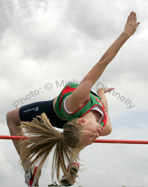 Caoimhe King Westport was the winner of the Girls U-16 High Jump at the Mayo finals of the HSE Community Games in Claremorris. Photo:  Michael Donnelly