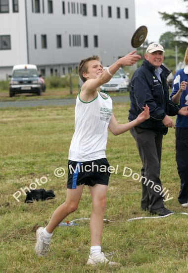Adam Nevin, Burrishoole throws the Discus at the Mayo finals of the HSE Community Games in Claremorris. Photo:  Michael Donnelly