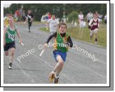 Ciaran Treacy, The Quay Ballina  wins the final leg of the U-12 relay race at the Mayo finals of the HSE Community Games in Claremorris. Photo:  Michael Donnelly