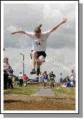 Alice Dever, Achill, in action at the Girls U-14 long Jump at the Mayo finals of the HSE Community Games in Claremorris. Photo:  Michael Donnelly