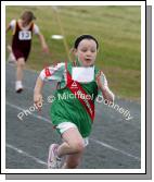 7 year old Muiread Dever Westport winning her heat in U-8 60m race in the Mayo finals of the HSE Community Games in Claremorris. Photo:  Michael Donnelly