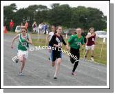 Linda Walsh Swinford (2) kicks up the sand  in the Girls U-14 100M race at the Mayo finals of the HSE Community Games in Claremorris. Photo:  Michael Donnelly