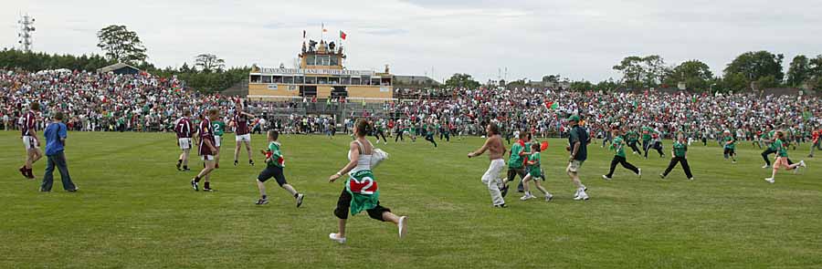 Supporters in a happy mood following Mayo's win over Galway in the Bank of Ireland Connacht Senior Football Championship in McHale Park Castlebar