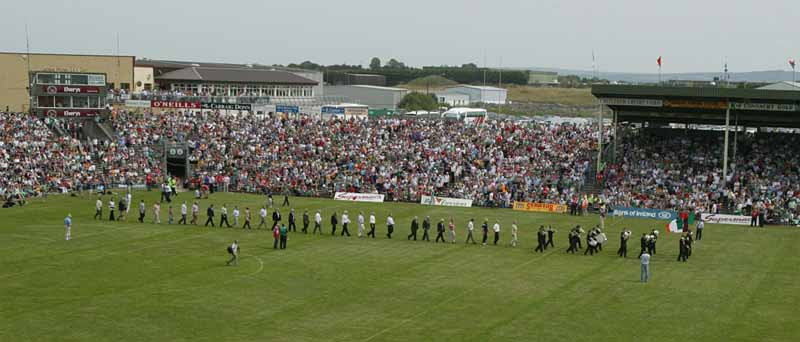 Mayo team who won Connacht SFC in 1981 parade before the Bank of Ireland Connacht Senior Football Championship in McHale Park Castlebar