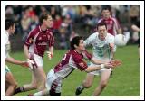 Crossmolina's Mark  Leonard setting up another Crossmolina attack in the Lynch Breaffy House Hotel and Spa County Senior Football Final Replay in McHale Park Castlebar. Photo:  Michael Donnelly