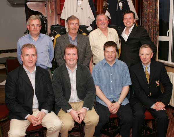 Winners of the Castlebar Mitchels Golf Classic at Castlebar Golf Club, back from left: Pat Moran, Ioseph McGowan, Tony Grimes and Stuart Kennedy, at front from left: Brendan Byrne chairman Castlebar Mitchels, John Connor, CG (Connacht Gold) Properties (sponsor); Bran Munnelly, Treasurer Castlebar Mitchels and Jimmy Walsh captain Castlebar Golf Club. Photo Michael Donnelly  