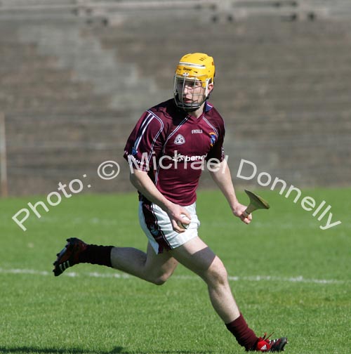 Conor Jordan about to clear his lines for Weatmeath against Mayo in the Christy Ring Cup McHale Park, Castlebar. Photo:  Michael Donnelly