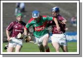 Mayo's Paddy Barrett is pursued by Westmeaths' Brian Smyth  in the Christy Ring Cup McHale Park, Castlebar. Photo:  Michael Donnelly