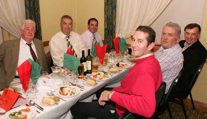 Gabriel Joyce, Westport, and friends at the Mayo GAA Corporate Night in the Failte Suite, Welcome Inn Hotel Castlebar. Photo:  Michael Donnelly 