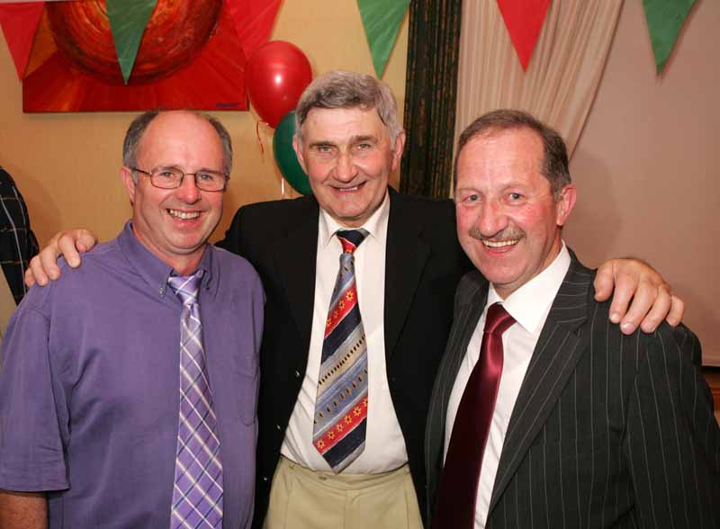 Pictured with Special Guest Mick O'Dwyer, at the Mayo GAA Corporate Night in the Failte Suite, Welcome Inn Hotel Castlebar, were Junior Prendergast and Deputy John Carty, T.D.. Photo:  Michael Donnelly