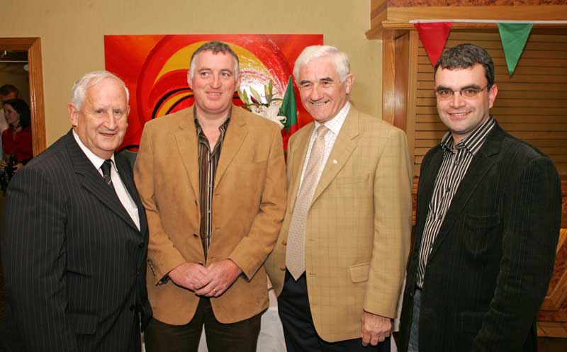 Sean Calleary, Ballina, Lauri Quinn President Connacht Council,  PJ McGrath, former Chairman Mayo County Board and Dara Calleary, Ballina pictured at the Mayo GAA Corporate Night in the Failte Suite, Welcome Inn Hotel Castlebar. Photo:  Michael Donnelly