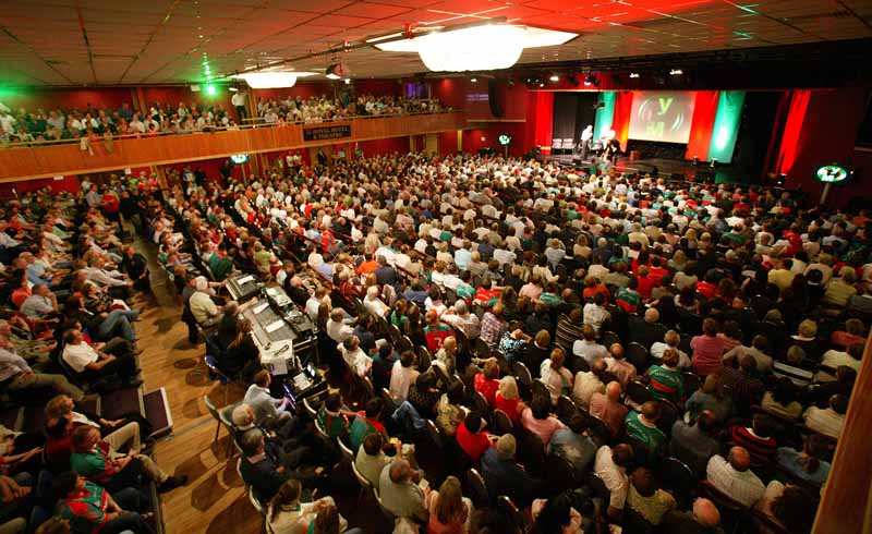 Section of the packed audience at "The Quest for Sam" pictured during the draw for All-Ireland tickets in the TF Royal Theatre Castlebar. Photo:  Michael Donnelly