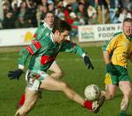 Billy Joe Padden in full flight at the Mayo v Donegal Allianz National League Football Div 1A match in James Stephens Park Ballina. Photo Michael Donnelly 