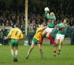 Ciaran McDonald soars and holds possession  in the Allianz National Football League Div 1A in James Stephens Park Ballina.
Photo: Michael Donnelly