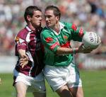 Can't you see its a Mayo ball!  Alan Dillon in action for Mayo  in the Connacht Football Championship Final in  Pearse Stadium. Photo Michael Donnelly