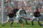 Conor Mortimer pops this ball over the bar at the Senior Connacht Football Championship Final in Pearse Stadium, Photo Michael Donnelly