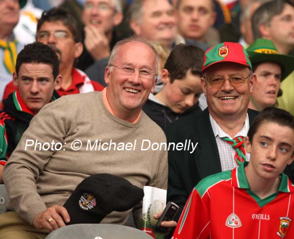 Padraig Jordan Muintir Mhaigh Eo Dublin and Willie Murphy Ballyheane supporting Mayo against Tyrone in the ESB GAA All Ireland Minor Football Final in Croke Park. Photo:  Michael Donnelly