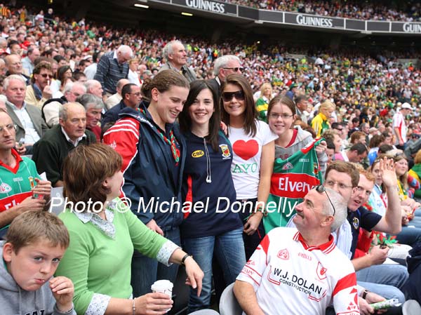 Castlebar ladies supporting Mayo against Tyrone in the ESB GAA All Ireland Minor Football Final in Croke Park. Photo:  Michael Donnelly