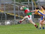 Cora Staunton takes a lash at goal in the TG4 Senior Connacht Championship in Dr Hyde Park Roscommon. Photo Michael Donnelly.