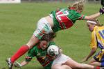 Players collide in the TG4 Senior Connacht Championship in Dr Hyde Park Roscommon. Photo Michael Donnelly.