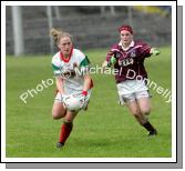 Claire Egan setting up another attack against Galway in the Connacht Ladies Football TG4 Senior Championship final in Tuam Photo:  Michael Donnelly