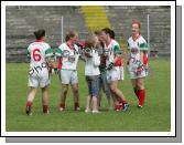 Happy times for the Mayo Ladies after defeating Galway in the Connacht Ladies Football TG4 Senior Championship final in Tuam Photo:  Michael Donnelly