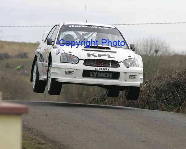 Kevin Lynch and Gordon Noble, Derry in action in their Impreza WRC S9 on stage 1 of the TF Royal Hotel and Theatre Mayo Stages Rally 2005. Photo: Michael Donnelly