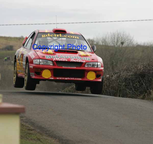 Daniel Doherty and Michael Doherty, Donegal in action in their Impreza WRC on stage 1 of the TF Royal Hotel and Theatre Mayo Stages Rally 2005. Photo: Michael Donnelly