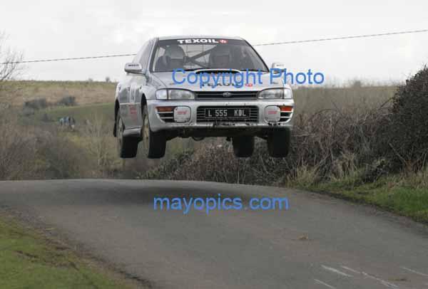 David Staunton and Liam Feeney, Claremorris in action in their Impreza  in Class 4 on stage 1 of the TF Royal Hotel and Theatre Mayo Stages Rally 2005. Photo: Michael Donnelly