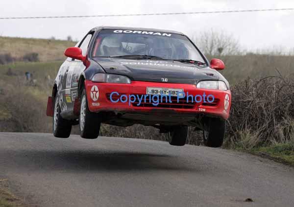 Seamus and Cian Gorman Sligo taking a short flight in a Civic  in class 2 on stage 1 of the TF Royal Hotel and Theatre Mayo Stages Rally 2005. Photo Michael Donnelly