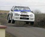 Kevin Lynch and Gordon Noble, Derry in action in their Impreza WRC S9 on stage 1 of the TF Royal Hotel and Theatre Mayo Stages Rally 2005. Photo: Michael Donnelly