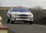 Charlie Donnelly and Paddy Toner, Derry in action in their Corolla WRC on stage 1 of the TF Royal Hotel and Theatre Mayo Stages Rally 2005. Photo: Michael Donnelly