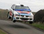 Seamus Leonard and Gerry McVeigh, Omagh in action in their Lancer Evo 8 on stage 1 of the TF Royal Hotel and Theatre Mayo Stages Rally 2005. Photo: Michael Donnelly