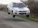David Staunton and Liam Feeney, Claremorris coming back to ground  in their Impreza  in Class 4 on stage 1 of the TF Royal Hotel and Theatre Mayo Stages Rally 2005. Photo: Michael Donnelly