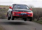 Seamus and Cian Gorman Sligo taking a short flight in a Civic  in class 2 on stage 1 of the TF Royal Hotel and Theatre Mayo Stages Rally 2005. Photo Michael Donnelly