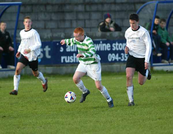 Ronan O'Boyle heading for the goal. 