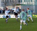 Alan Brooks clears for Tramore as Celtics' Tom King and Paul Curry close in. Photo Michael Donnelly