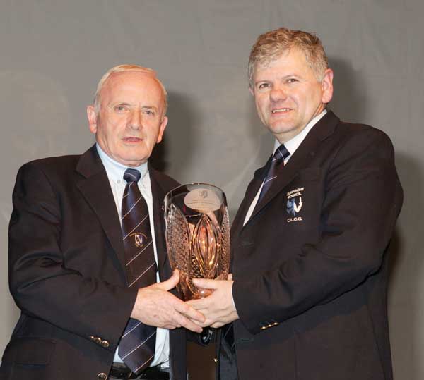 Tommy Moran President Connacht GAA Council makes a presentation to Michael McDonnell who has completed his term as PRO for the Connacht GAA Council at the TF Royal Hotel and Theatre Castlebar. Photo Michael Donnelly