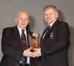 Tommy Moran President Connacht GAA Council makes a presentation to Michael McDonnell who has completed his term as PRO for the Connacht GAA Council at the TF Royal Hotel and Theatre Castlebar. Photo Michael Donnelly