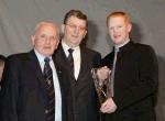 Paul Severs (Sligo) is presented with the Connacht Sportswriters monthly award for January at the Connacht Sportswriters Personality Presentation Dinner in the TF Royal Hotel and Theatre Castlebar, included in photo from left; Tommy Moran President GAA Connacht Council and Pat Jennings TF Royal Hotel and Theatre (sponsor). Photo Michael Donnelly 