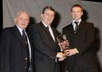 Austin OMalley is presented with the Connacht Sportswriters monthly award for February by Pat Jennings TF Royal Hotel and Theatre (sponsor at the Connacht Sportswriters Presentation Dinner in the TF Royal Hotel and Theatre Castlebar, included in photo on left is Tommy Moran President GAA Connacht Council. Photo Michael Donnelly 