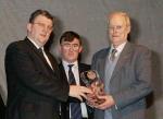  Pat Jennings TF Royal Hotel and Theatre (sponsor at the Connacht GAA Sportswriters Awards presents the Connacht Sportswriters monthly award for August to George Mortimer who accepted on behalf of his grandson Trevor, at the Connacht GAA Sportswriters Presentation Dinner in the TF Royal Hotel and Theatre Castlebar, included in photo on left is John Prenty secretary GAA Connacht Council. Photo Michael Donnelly 