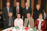 Staff from St Muredach's College pictured at the Ballina Stephenites Victory Celebration dinner in The Downhill House Hotel, front from left: Joe Kenny, Kevin Padden, Robbie Reynolds, and Mary Wallace; At back Edward O'Boyle, deputy Principal; Leo Golden Kevin MCLoughlin and Fr Martin Barrett, President. Photo: Michael Donnelly