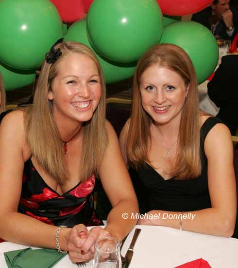 Mairead Kelly  and Susan Reynolds Ballina pictured at the Ballina Stephenites All Ireland Senior Club champions 2005 Victory Celebration Dinner in the Downhill House Hotel, Ballina.  Photo: Michael Donnelly