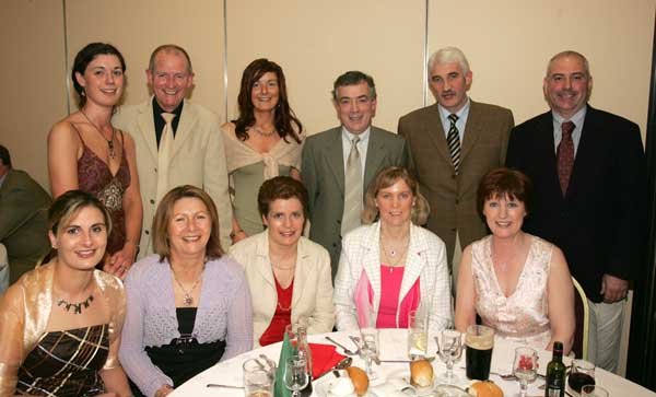 Group pictured at the Ballina Stephenites Victory Celebration dinner in The Downhill House Hotel, front from left: Karen Sheridan, Rita Sheridan, Bridie Kenny, Ita Higgins, and Anne Ormonde; At back: Michelle Kenny  Martin Sheridan, Caroline Kenny, Gerry Kenny, Liam Higgins, and Peter Doherty. Photo Michael Donnelly
