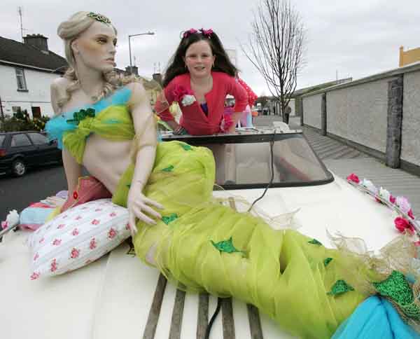 Saoirse Murray on the Rosewater Float at the Castlebar St Patrick's Day Parade. Photo Michael Donnelly
