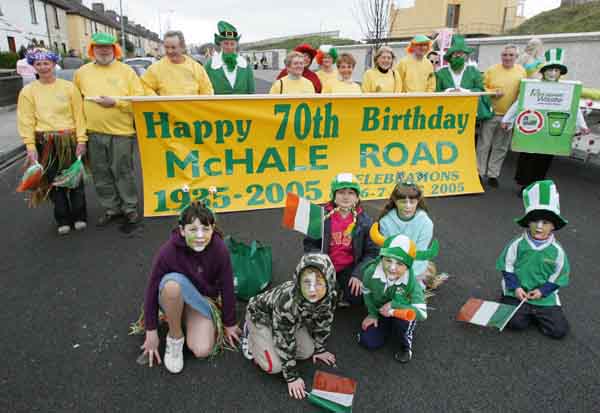 Ready for the start of the McHale Road Celebrations  at the Castlebar St Patrick's Day Parade. Photo Michael Donnelly
