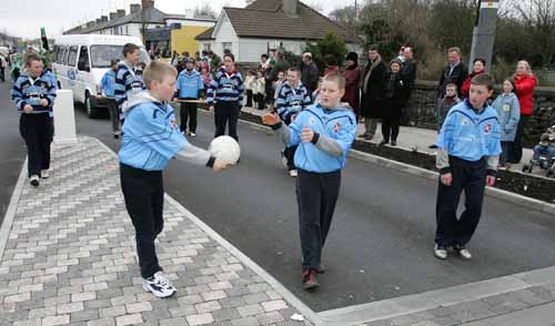 Pupils from St Patricks De La Salle BNS having a ball at the Castlebar St Patrick's Day Parade. Photo Michael Donnelly 