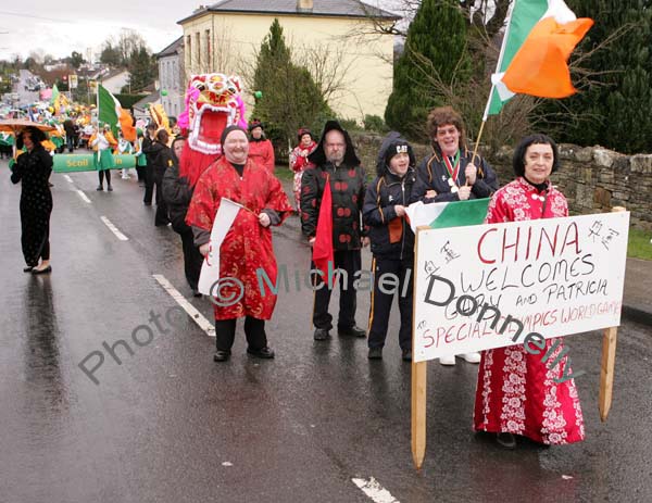 Special Olympics athletes for China at St Patrick's Day Parade in Kiltimagh. Photo:  Michael Donnelly